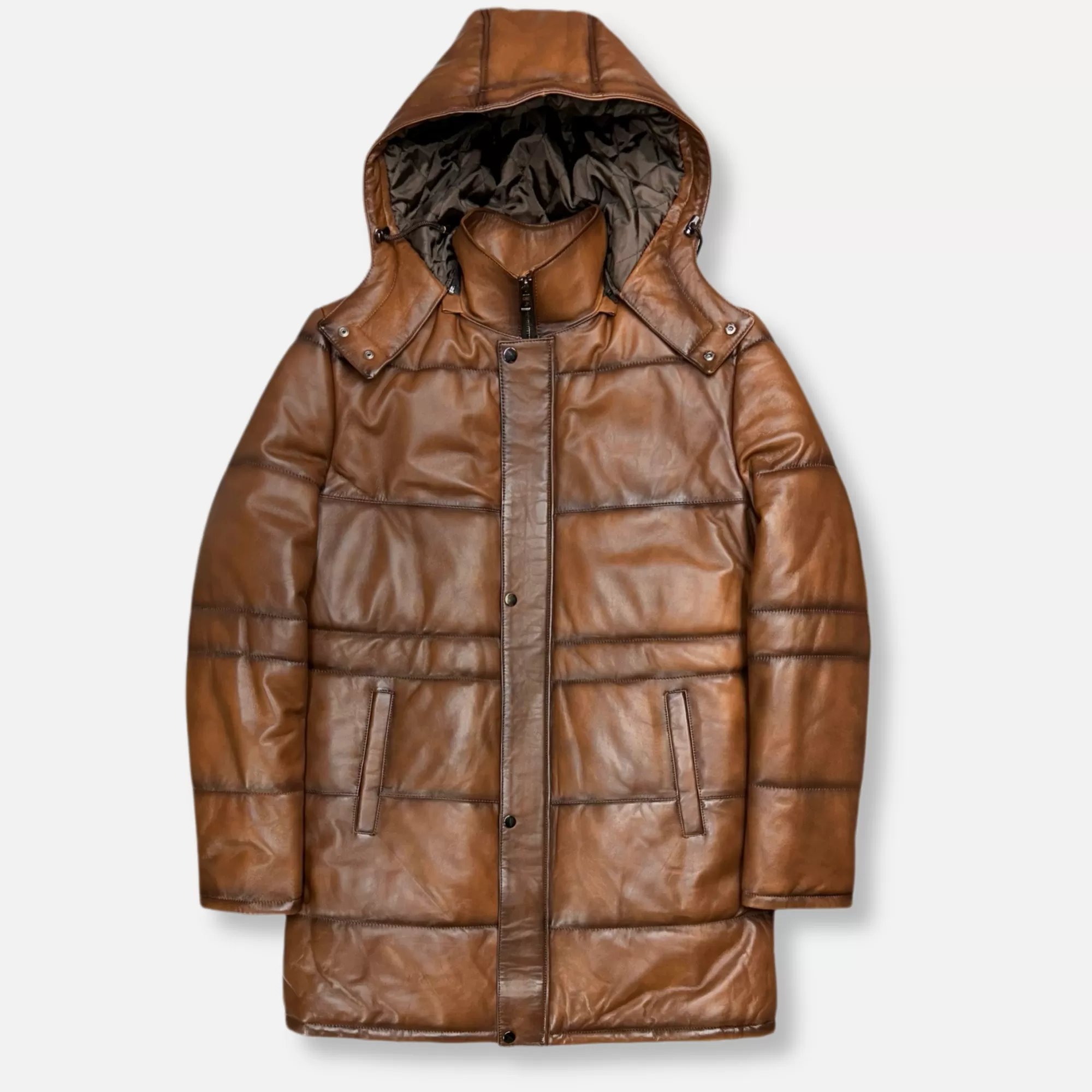 Durango Long Puffer Leather Jacket | New Edition Fashion New