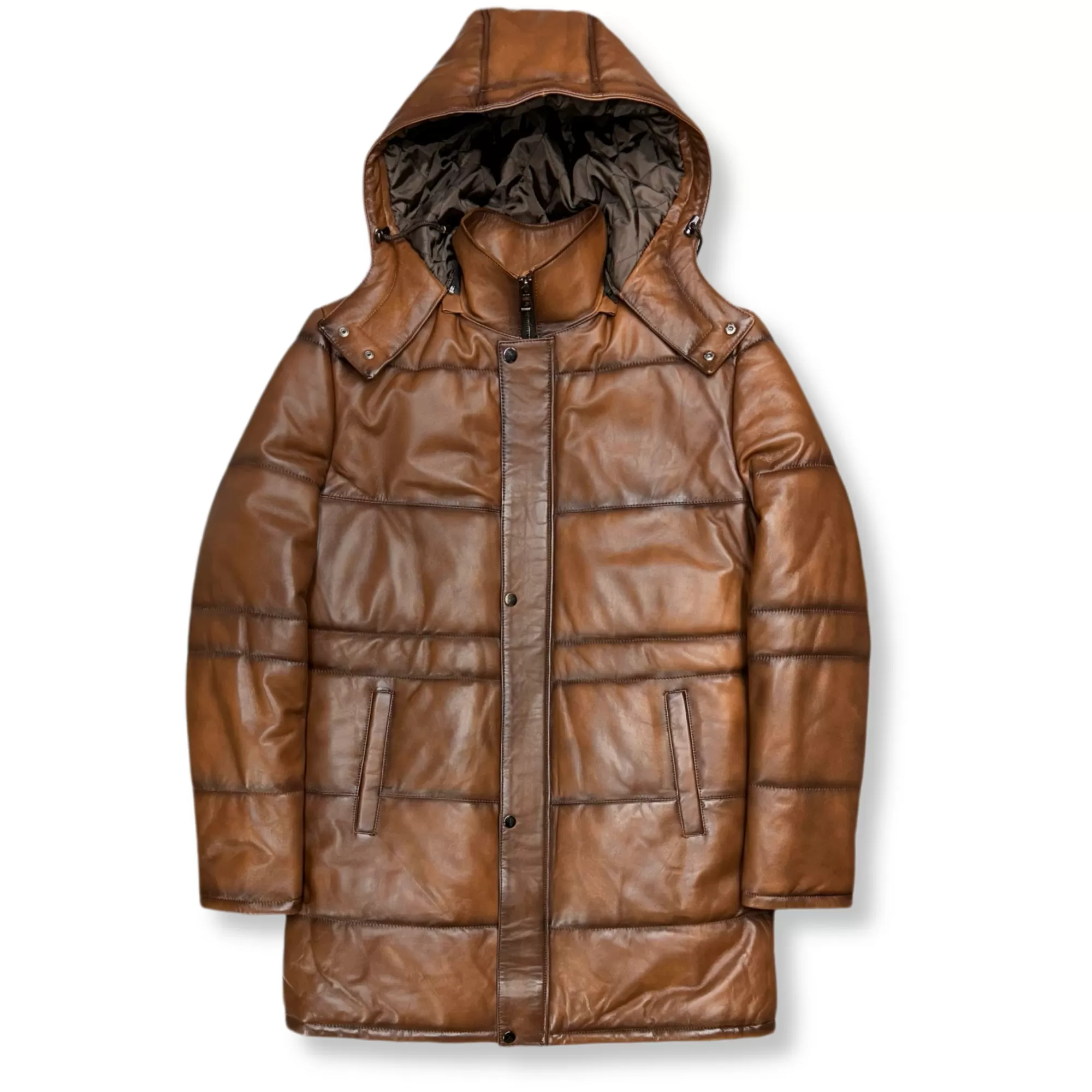 Durango Long Puffer Leather Jacket | New Edition Fashion New