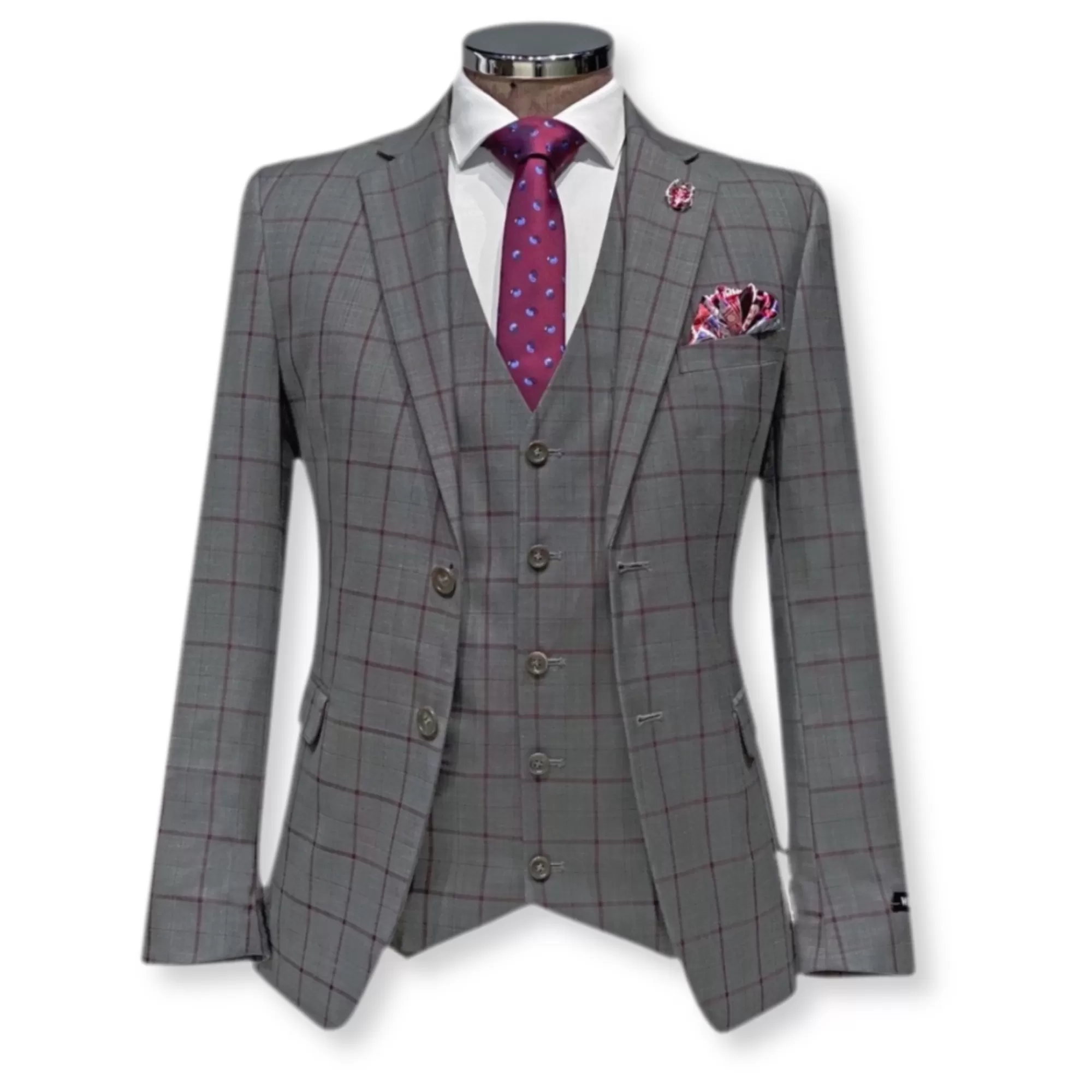 Williams Windowpane Vested Suit | New Edition Fashion Cheap